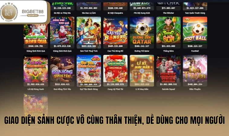 Giao diện sảnh cược vô cùng thân thiện, dễ dùng cho mọi người