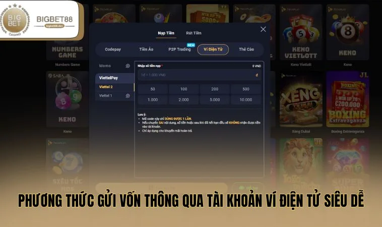 Phương thức gửi vốn thông qua tài khoản ví điện tử siêu dễ