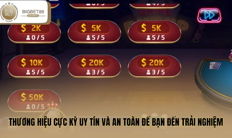 Game Bài BIGBET88 2 Thương hiệu cực kỳ uy tín và an toàn để bạn đến trải nghiệm